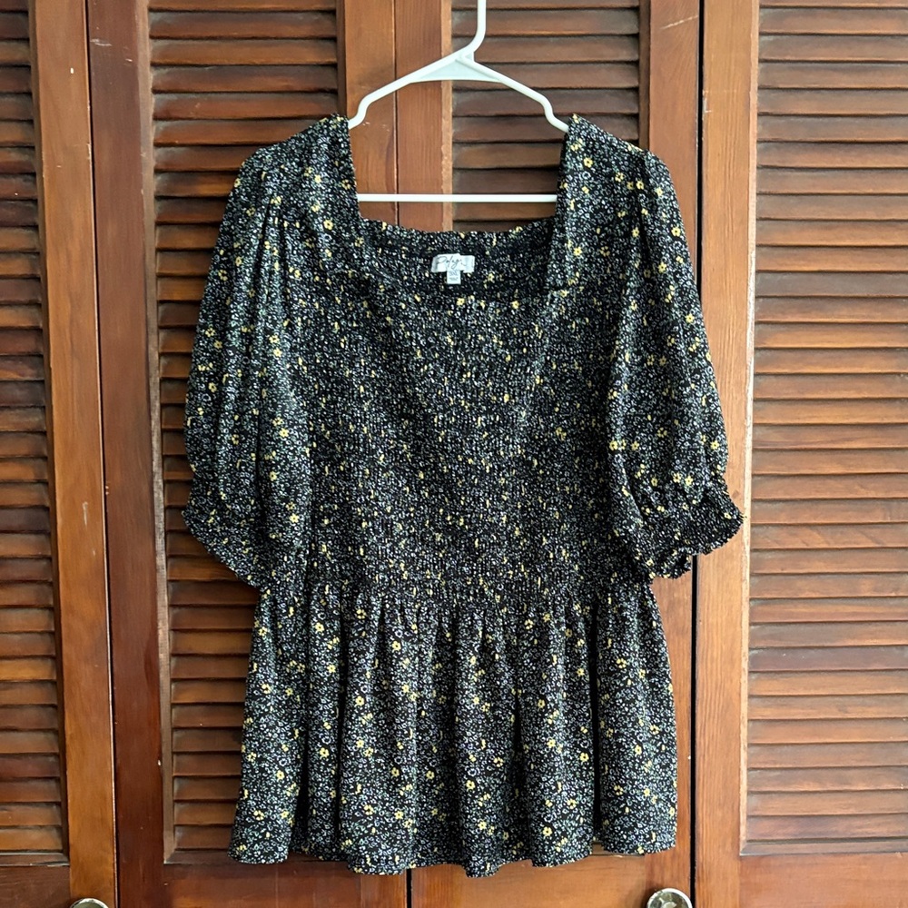 Baltic Born Black and Yellow Floral Blouse